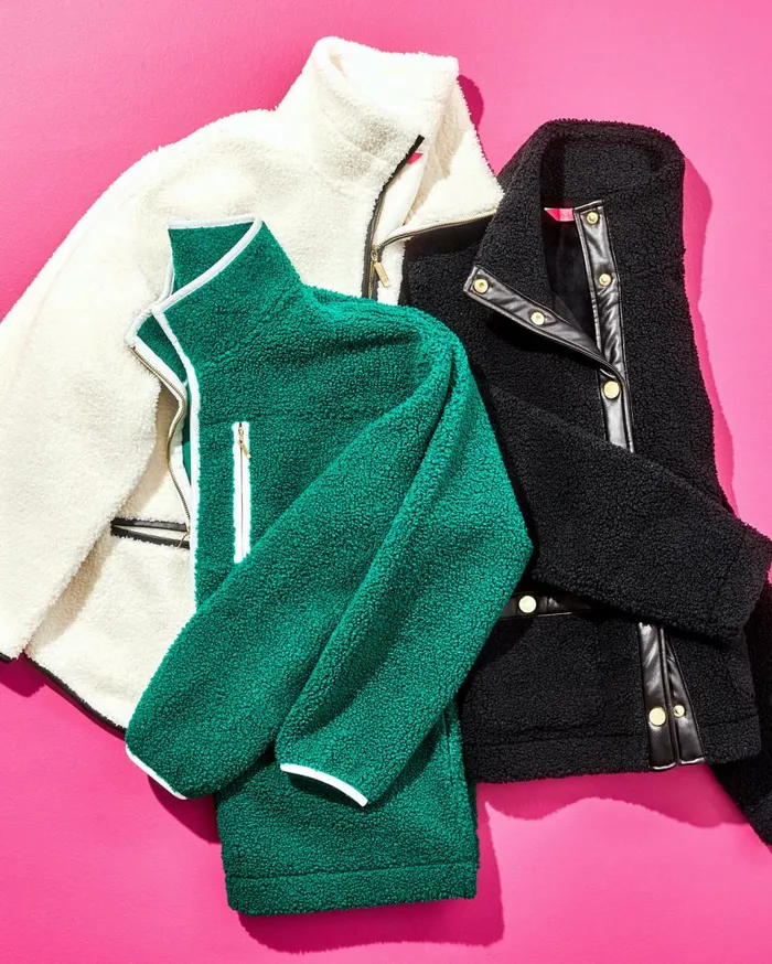 Women Lilly Pulitzer Tops Joyce Sherpa Jacket Evergreen Women Lilly Pulitzer Tops Joyce Sherpa Jacket Evergreen