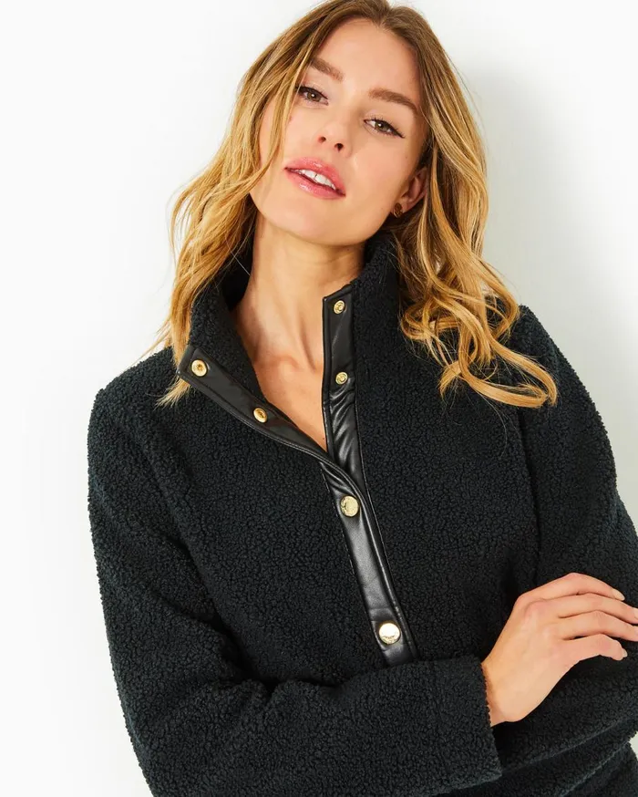 Women Lilly Pulitzer Tops Kamey Sherpa Jacket Onyx Women Lilly Pulitzer Tops Kamey Sherpa Jacket Onyx