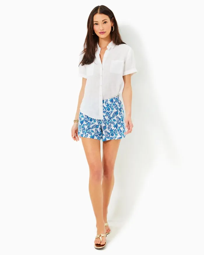 Women Lilly Pulitzer Tops Lynnie Button Down Linen Top Resort White Women Lilly Pulitzer Tops Lynnie Button Down Linen Top Resort White