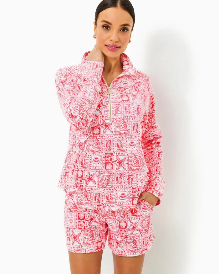 Women Lilly Pulitzer Tops UPF 50 Skipper Popover Mizner Red Seaside Harbour Women Lilly Pulitzer Tops UPF 50 Skipper Popover Mizner Red Seaside Harbour