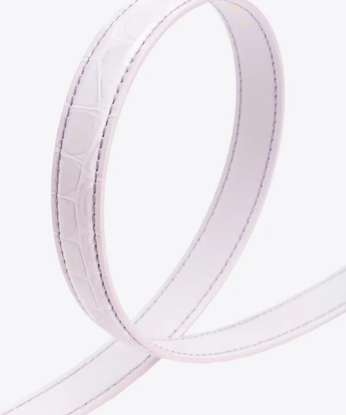 Women Limited Edition Pinko PINKO Galleria Thin 2cm Shiny Crocprint Belt With Love Birds Buckle Lilaclightgold Women Limited Edition Pinko PINKO Galleria Thin 2cm Shiny Crocprint Belt With Love Birds Buckle Lilaclightgold
