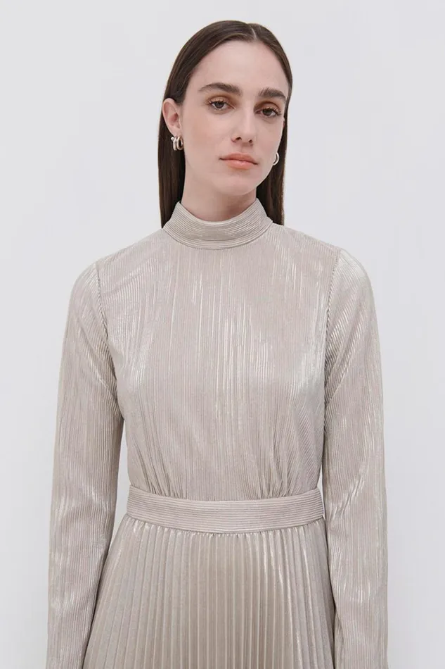 Women Lydia Plisse Lame Midi Dress EXCLUSIVE Champagne Jonathan Simkhai Dresses and Jumpsuits