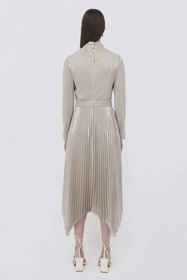 Women Lydia Plisse Lame Midi Dress EXCLUSIVE Champagne Jonathan Simkhai Dresses and Jumpsuits