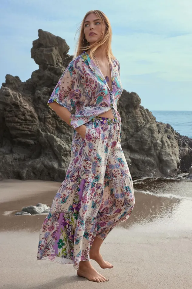 Women LYNN BUTTON UP Greenridge Scarf Print Johnny Was Tops Women LYNN BUTTON UP Greenridge Scarf Print Johnny Was Tops