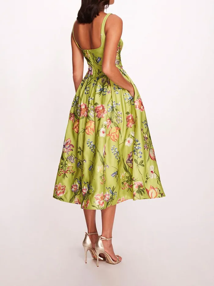 Women Marchesa Dresses Alex Midi Dress Spring Green Multi