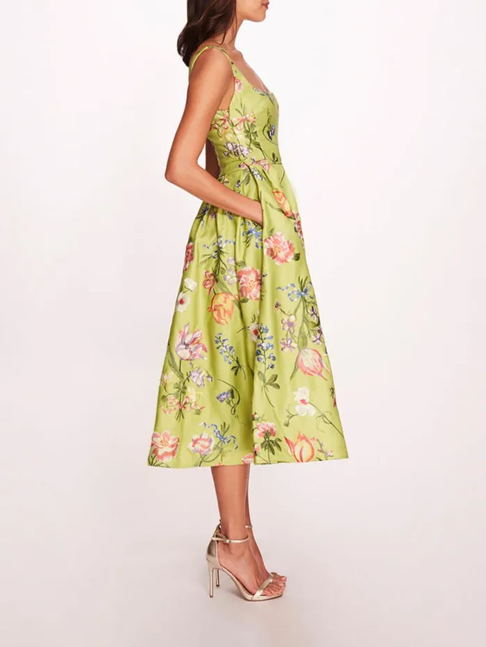 Women Marchesa Dresses Alex Midi Dress Spring Green Multi