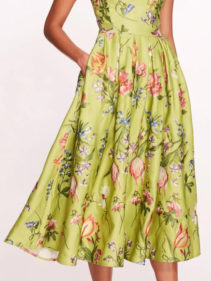 Women Marchesa Dresses Alex Midi Dress Spring Green Multi