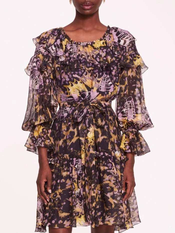 Women Marchesa Dresses Monarch Mini Dress Purple Multi Women Marchesa Dresses Monarch Mini Dress Purple Multi