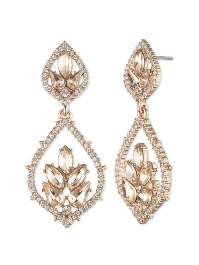 Women Marchesa Jewelry Poised Rose Large Drop Earring Rose Gold