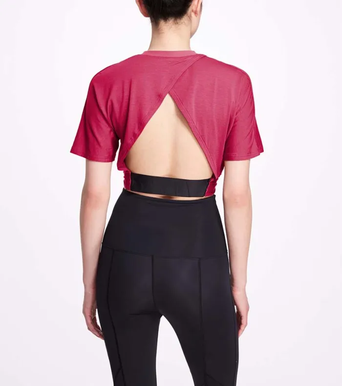 Women Marchesa Marchesa Active Azalea Pink Open Back Cropped Workout Top Azalea Women Marchesa Marchesa Active Azalea Pink Open Back Cropped Workout Top Azalea