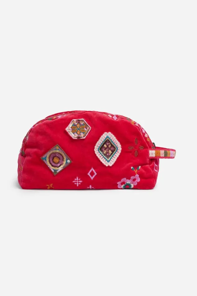Women MARGO PATCHED MAKEUP BAG Virtual Pink Johnny Was Handbags Women MARGO PATCHED MAKEUP BAG Virtual Pink Johnny Was Handbags