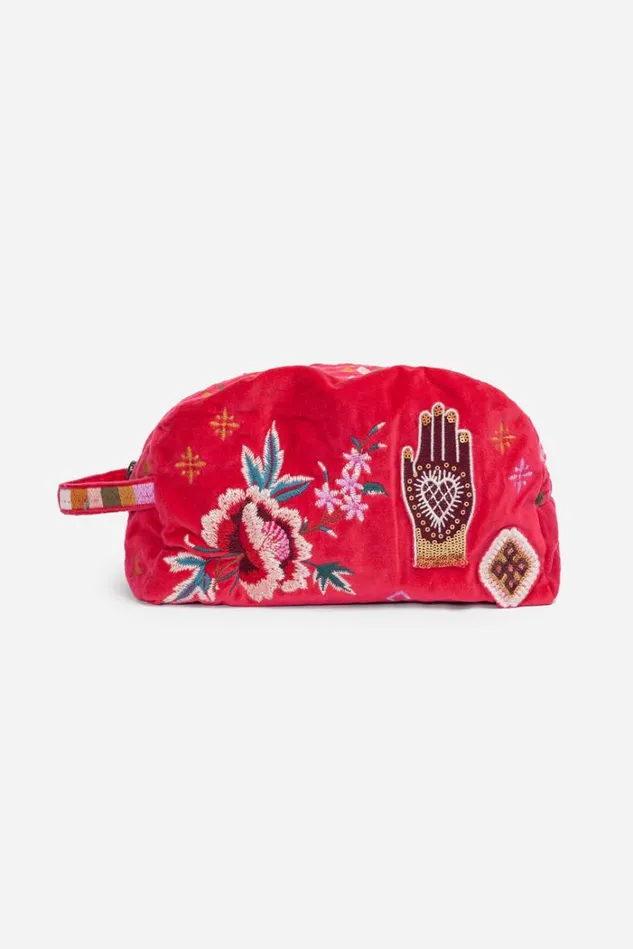Women MARGO PATCHED MAKEUP BAG Virtual Pink Johnny Was Handbags Women MARGO PATCHED MAKEUP BAG Virtual Pink Johnny Was Handbags