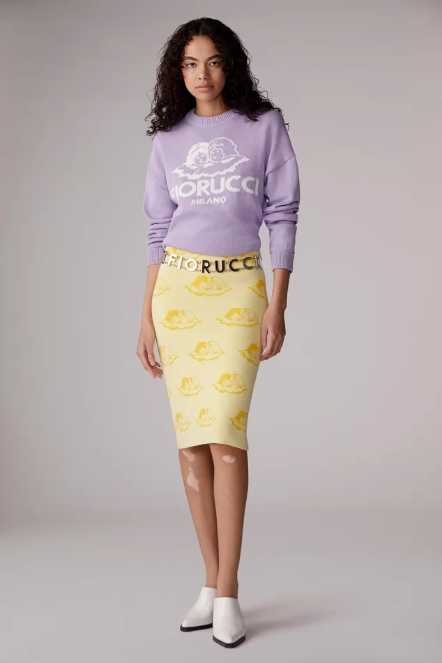 WomenMen Fiorucci Sweatshirts and Hoodies Unisex Milano Angels Knit Jumper Purple WomenMen Fiorucci Sweatshirts and Hoodies Unisex Milano Angels Knit Jumper Purple