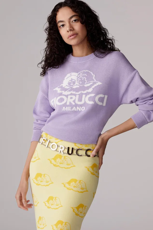 WomenMen Fiorucci Sweatshirts and Hoodies Unisex Milano Angels Knit Jumper Purple WomenMen Fiorucci Sweatshirts and Hoodies Unisex Milano Angels Knit Jumper Purple