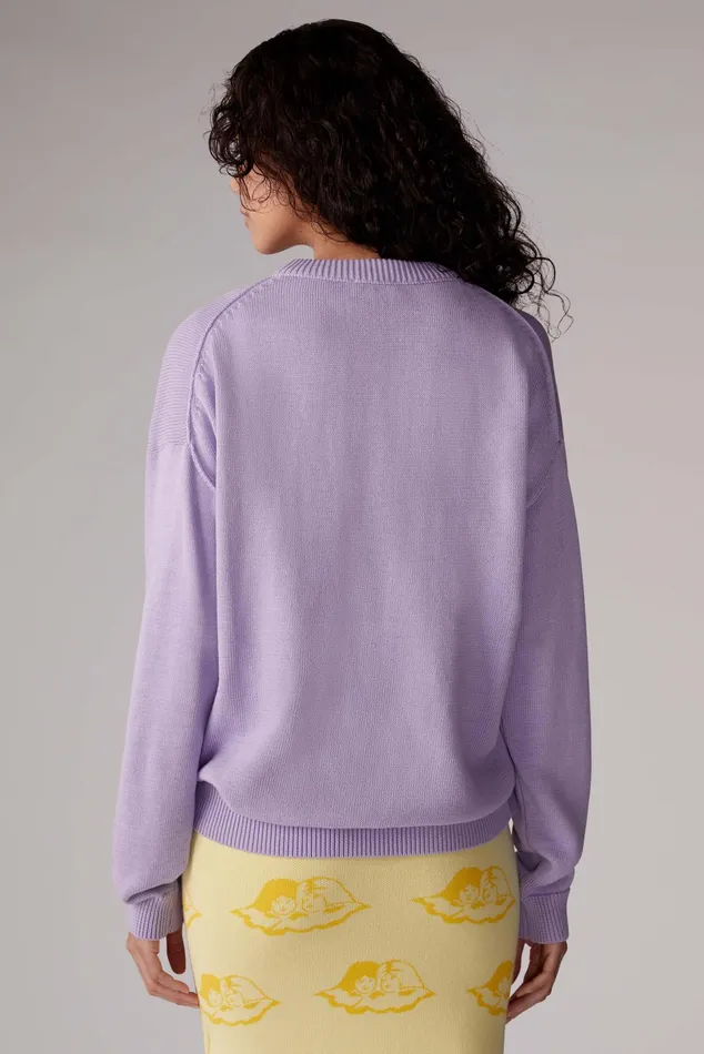 WomenMen Fiorucci Sweatshirts and Hoodies Unisex Milano Angels Knit Jumper Purple WomenMen Fiorucci Sweatshirts and Hoodies Unisex Milano Angels Knit Jumper Purple