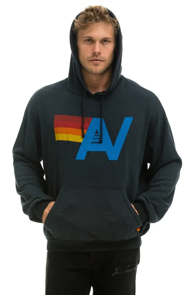 WomenMen Hoodies Aviator Nation Logo Pullover Relaxed Hoodie 8211 Charcoal