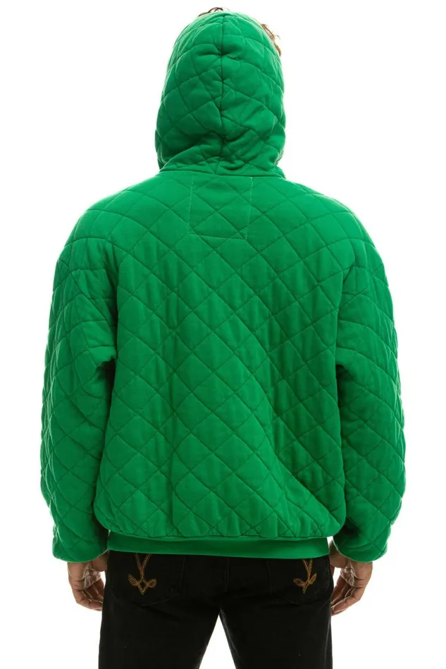 WomenMen Hoodies Aviator Nation Quilted Relaxed Pullover Hoodie 8211 Kelly Green