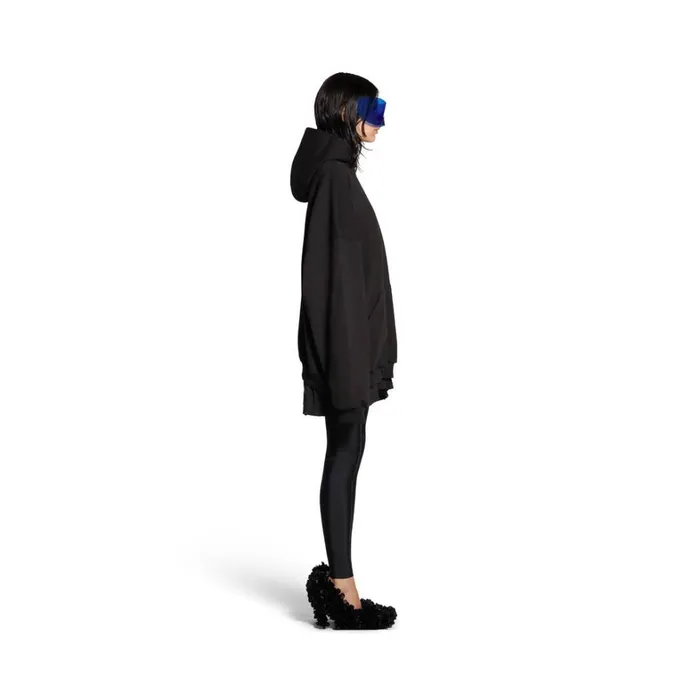 WomenMen Sweatshirts and Hoodies Balenciaga Bb Paris Strass Hoodie Large Fit In Black Faded
