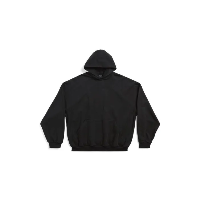 WomenMen Sweatshirts and Hoodies Balenciaga Bb Paris Strass Hoodie Large Fit In Black Faded