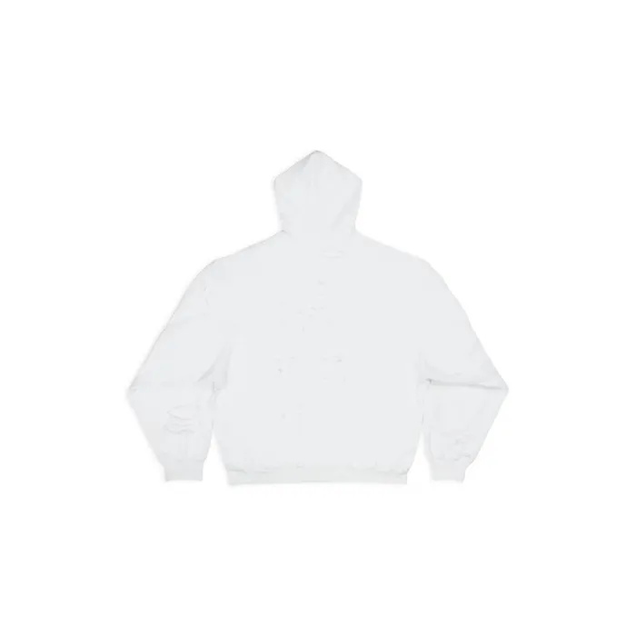 WomenMen Sweatshirts and Hoodies Balenciaga Caps Destroyed Hoodie In White