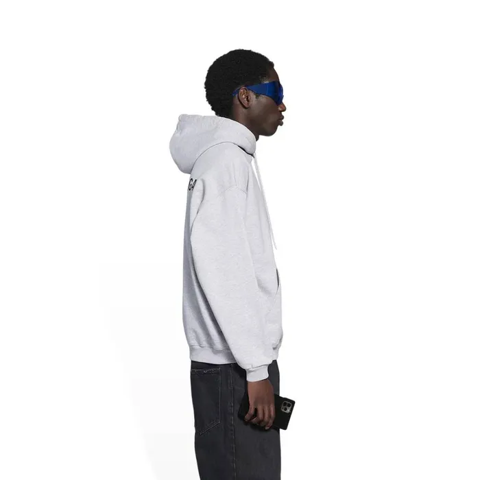 WomenMen Sweatshirts and Hoodies Balenciaga Logo Hoodie Medium Fit In Greyblack