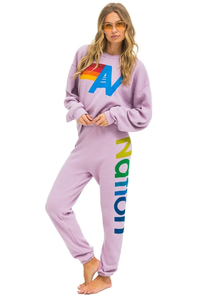 WomenMen Sweatshirts Aviator Nation Logo Relaxed Crew Sweatshirt 8211 Mauve