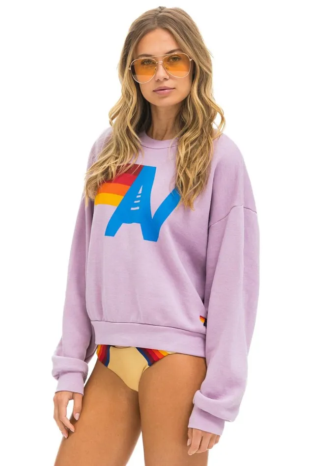 WomenMen Sweatshirts Aviator Nation Logo Relaxed Crew Sweatshirt 8211 Mauve
