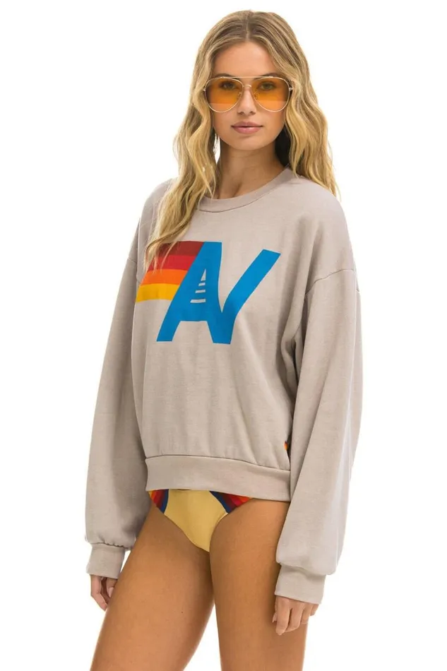 WomenMen Sweatshirts Aviator Nation Logo Relaxed Crew Sweatshirt 8211 Sand