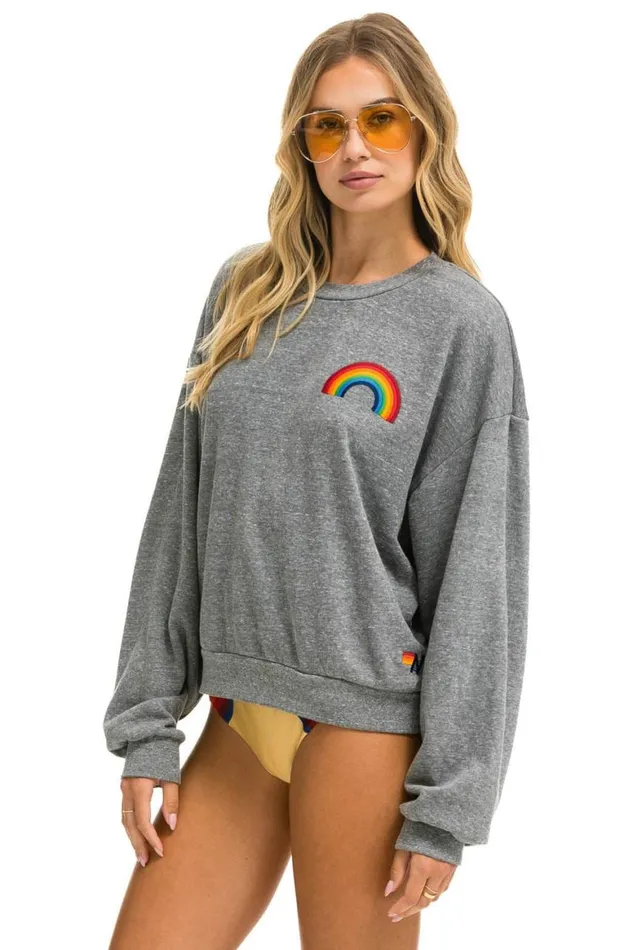 WomenMen Sweatshirts Aviator Nation Rainbow Embroidery Relaxed Crew Sweatshirt 8211 Heather