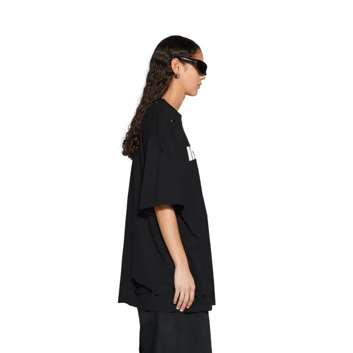 WomenMen Tshirts Balenciaga Caps Tshirt Boxy Fit In Black