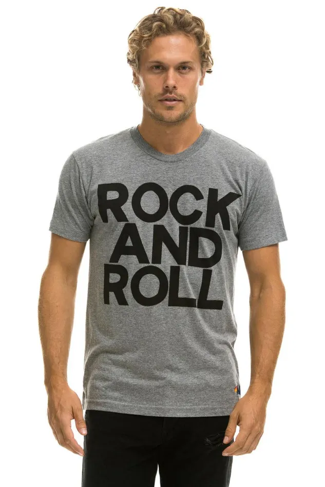 WomenMen Tees Aviator Nation Rock And Roll Tee 8211 Heather Grey
