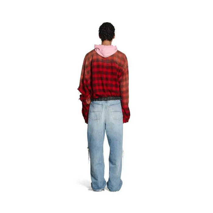 WomenMen Trousers Balenciaga Destroyed Super Large Baggy Trousers In Blue