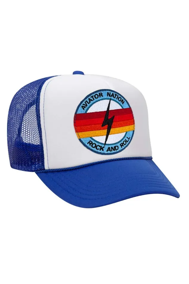 WomenMen Trucker Hats Aviator Nation Rock And Roll Bolt Vintage Trucker Hat