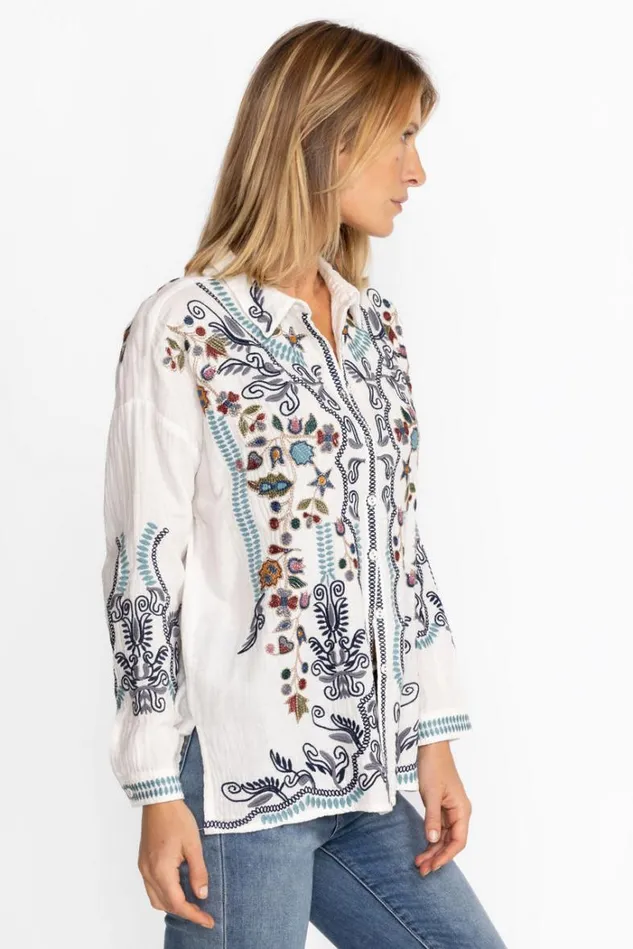 Women MERRICK BLOUSE Natural Johnny Was Tops Women MERRICK BLOUSE Natural Johnny Was Tops