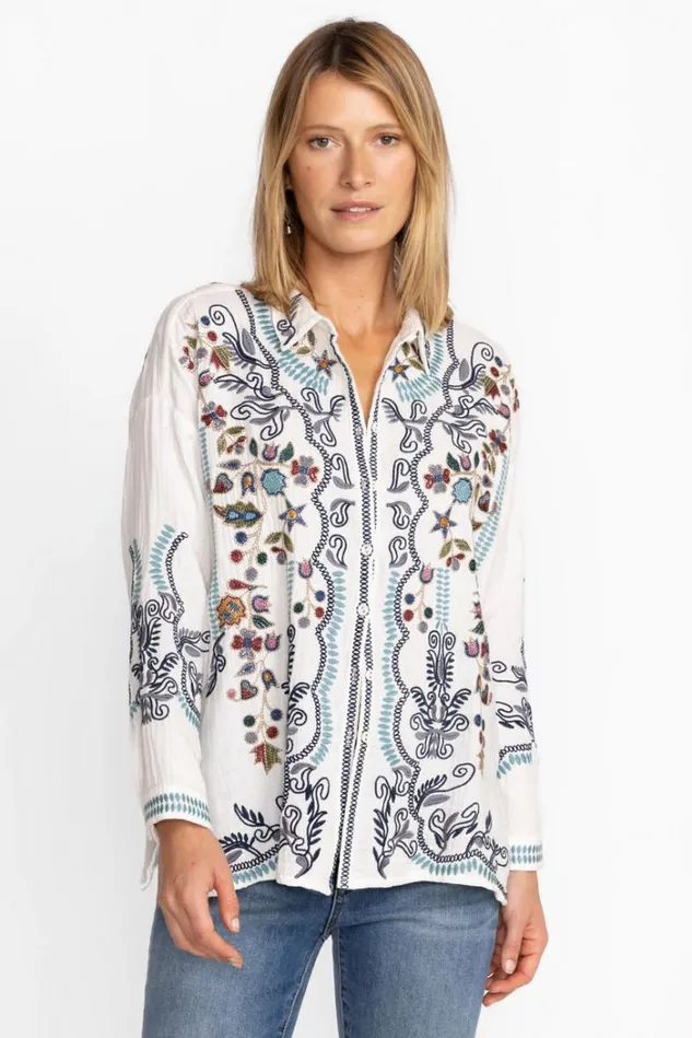 Women MERRICK BLOUSE Natural Johnny Was Tops Women MERRICK BLOUSE Natural Johnny Was Tops