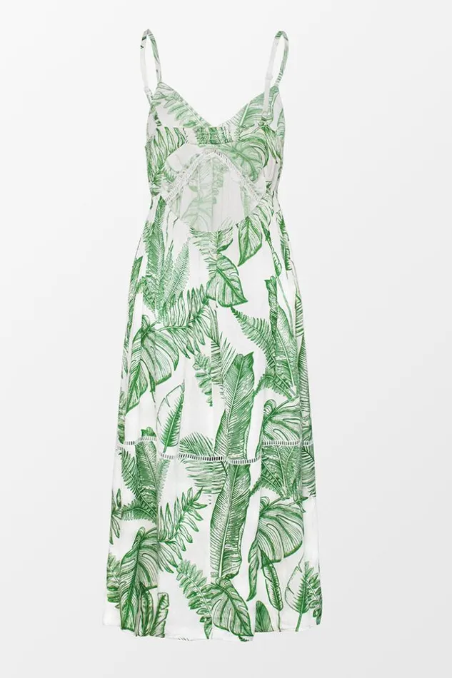 Women Midi Dresses Cupshe Evelyn Leafy Vneck Cutout Slip Dress Green