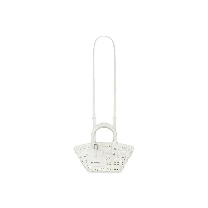 Women Mini Bags Balenciaga Bistro Xxs Basket With Strap In White