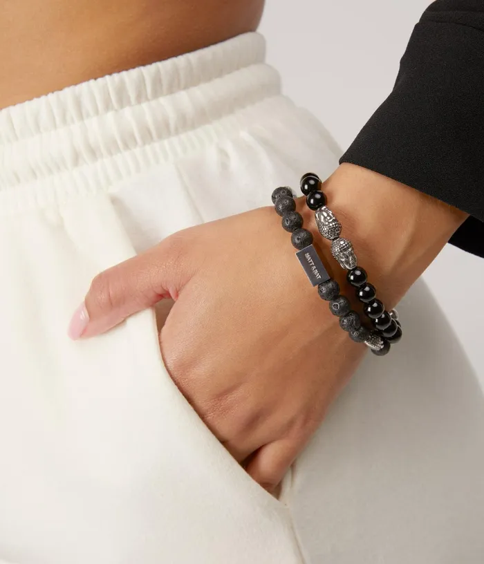 Women Miracle 8211 Black Stone Bracelet Black Matt and Nat Bracelets