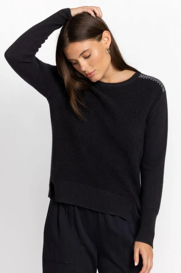 Women Mishika Waffle Pullover Black Johnny Was Tops