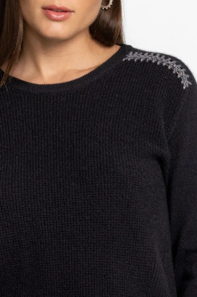 Women Mishika Waffle Pullover Black Johnny Was Tops