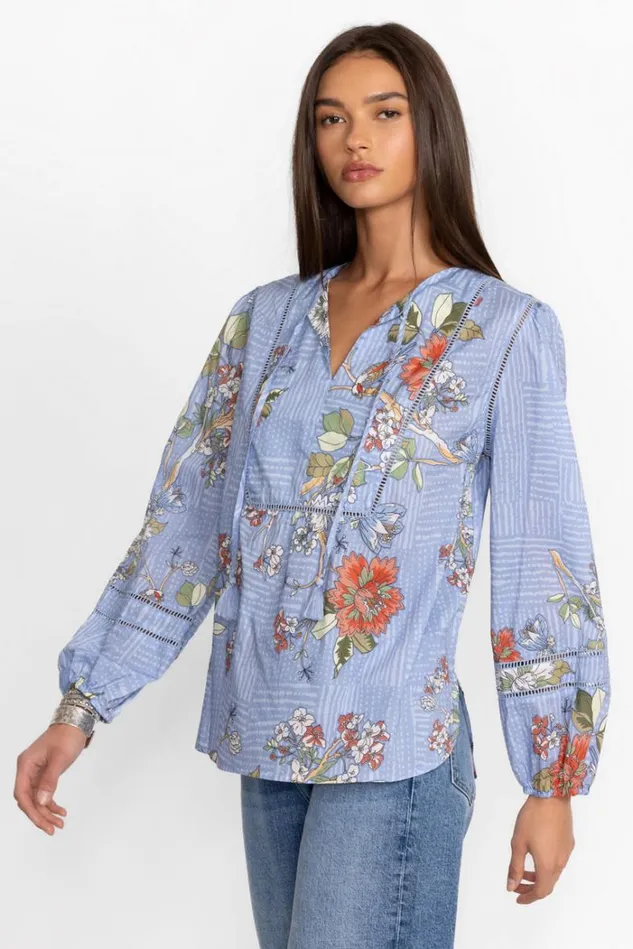 Women MOSAIC CURVED HEM PRAIRIE BLOUSE Mosaic Johnny Was Tops Women MOSAIC CURVED HEM PRAIRIE BLOUSE Mosaic Johnny Was Tops