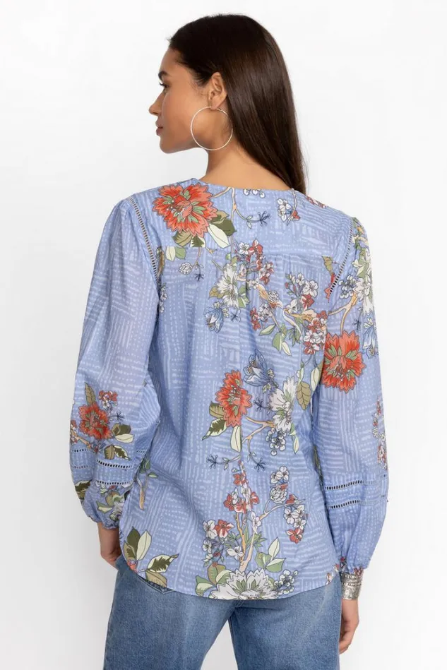 Women MOSAIC CURVED HEM PRAIRIE BLOUSE Mosaic Johnny Was Tops Women MOSAIC CURVED HEM PRAIRIE BLOUSE Mosaic Johnny Was Tops