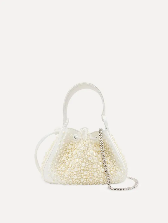 Women Nano Pearl Embroidered O Handle Bag Pearl Oscar De La Renta Handbags Women Nano Pearl Embroidered O Handle Bag Pearl Oscar De La Renta Handbags