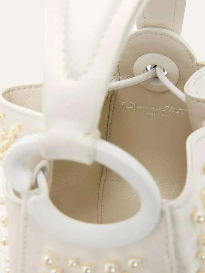 Women Nano Pearl Embroidered O Handle Bag Pearl Oscar De La Renta Handbags Women Nano Pearl Embroidered O Handle Bag Pearl Oscar De La Renta Handbags