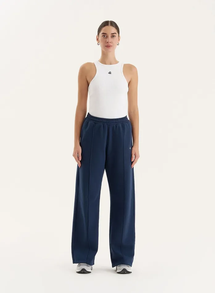 Women Navy 4th Wide Leg Branded Joggers Fergie 4th and Reckless Joggers and Sweatpants