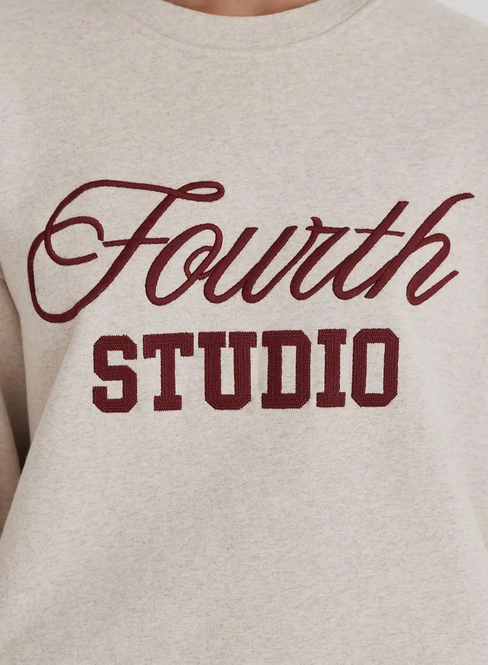 Women Oatmeal Fourth Studio Slogan Oversized Sweatshirt Chester 4th and Reckless Hoodies and Sweatshirts