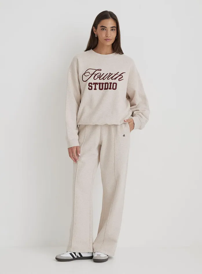 Women Oatmeal Fourth Studio Slogan Oversized Sweatshirt Chester 4th and Reckless Hoodies and Sweatshirts