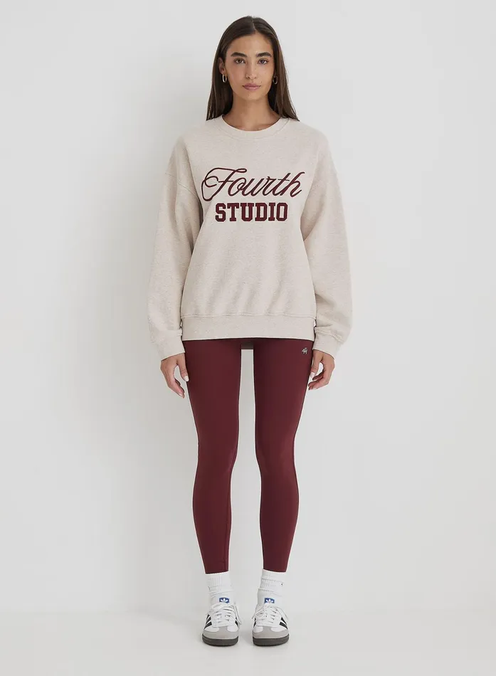 Women Oatmeal Fourth Studio Slogan Oversized Sweatshirt Chester 4th and Reckless Hoodies and Sweatshirts
