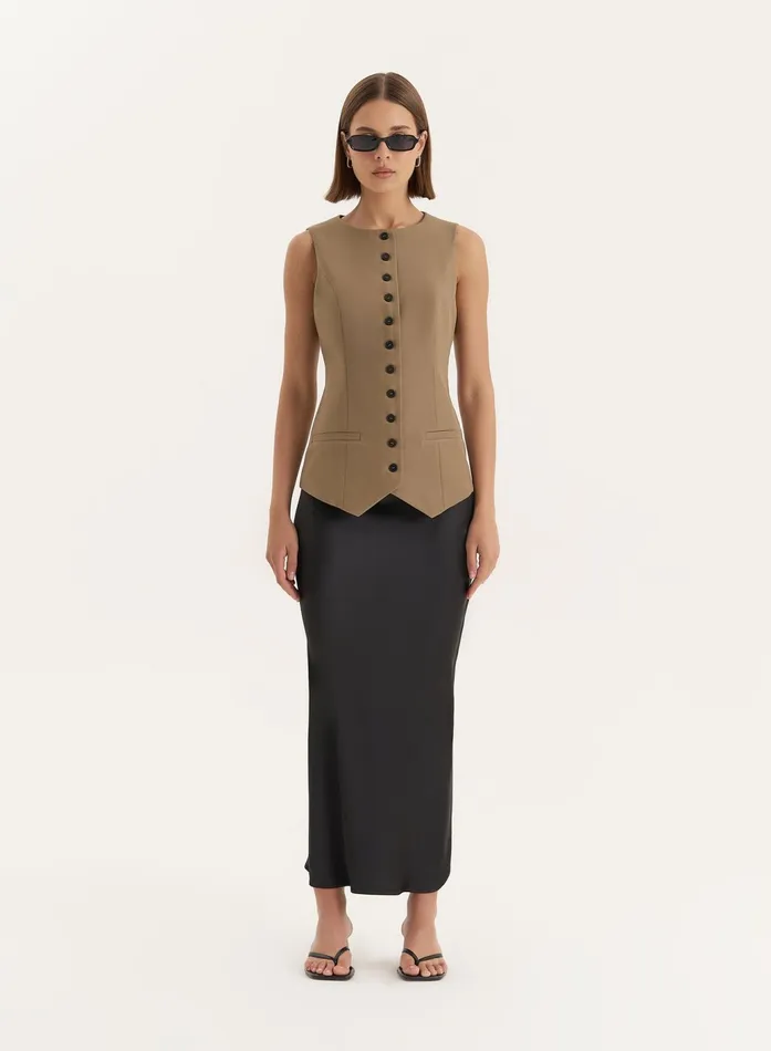 Women Olive Tailored Waistcoat Briella 4th and Reckless Tops