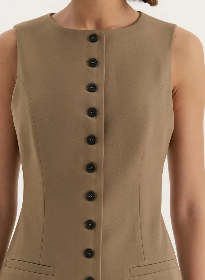 Women Olive Tailored Waistcoat Briella 4th and Reckless Tops